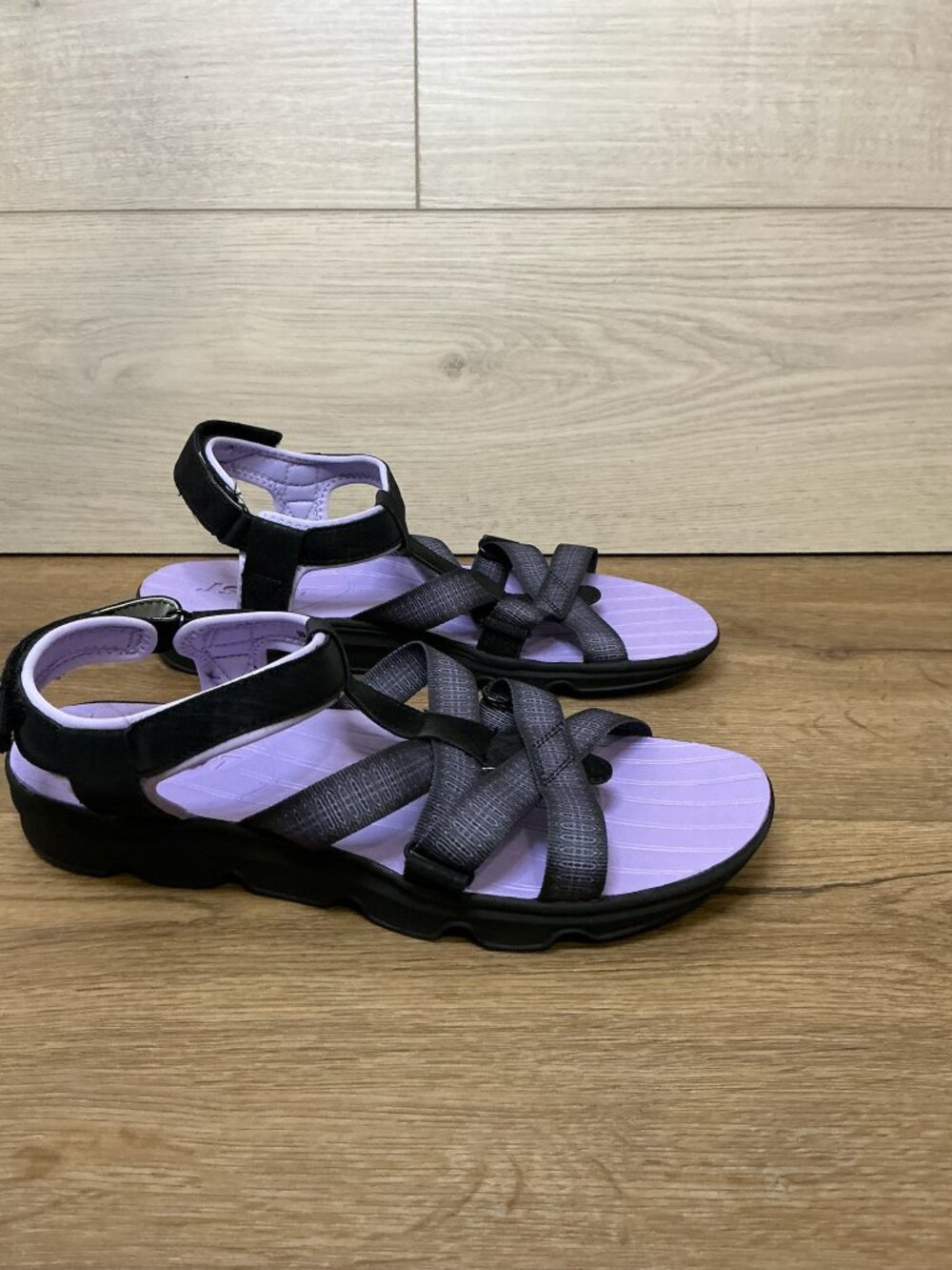 J Sport Kaia Women's Black Strap Sandal Black/Purple 6